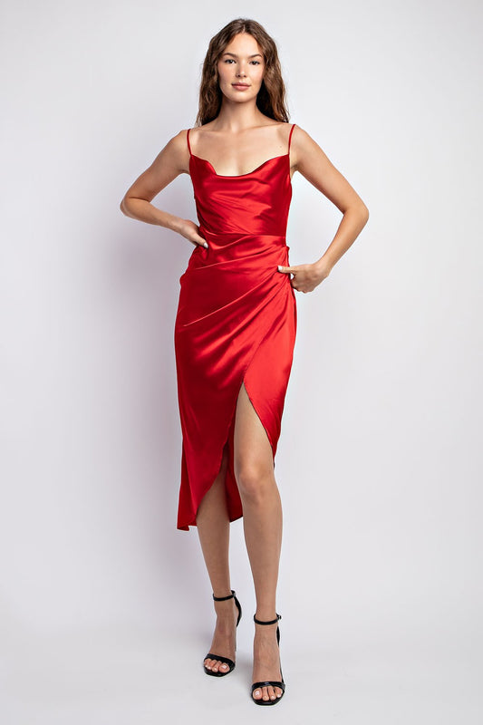 NECK SATIN CAMI DRESS